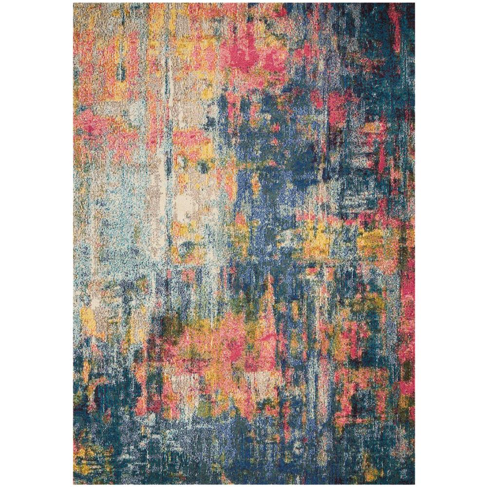 Nourison CES09 Celestial 5 Ft.3 In. x 7 Ft.3 In. Indoor/Outdoor Rectangle Rug in  Blue/Yellow