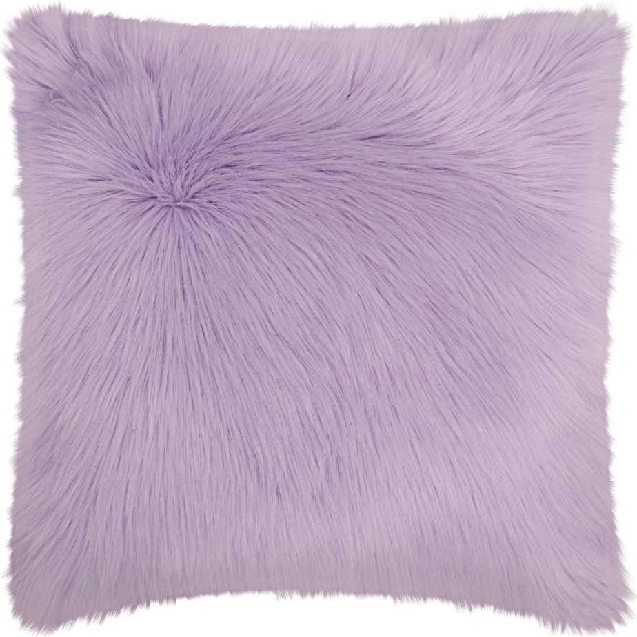 Nourison FL101 Mina Victory Fur Remen Poly Faux Fur Lavender Throw Pillow  22" x 22" 