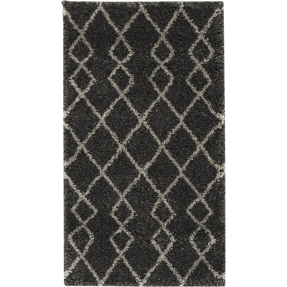 Nourison GOS01 Geometric Shag 2 Ft.2 In. x 3 Ft.9 In. Indoor/Outdoor Rectangle Rug in  Silver