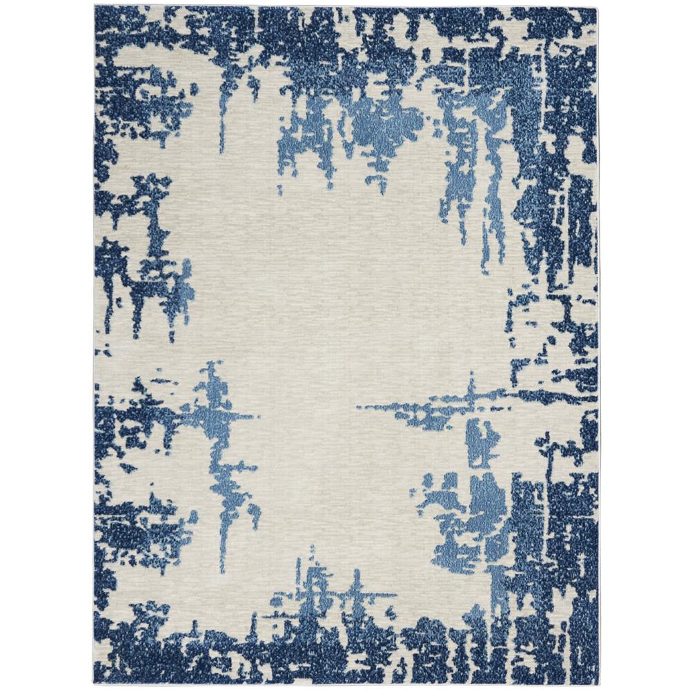 Nourison IMT04 Imprints 4 Ft. x 6 Ft. Indoor/Outdoor Rectangle Rug in  Ivory/Blue