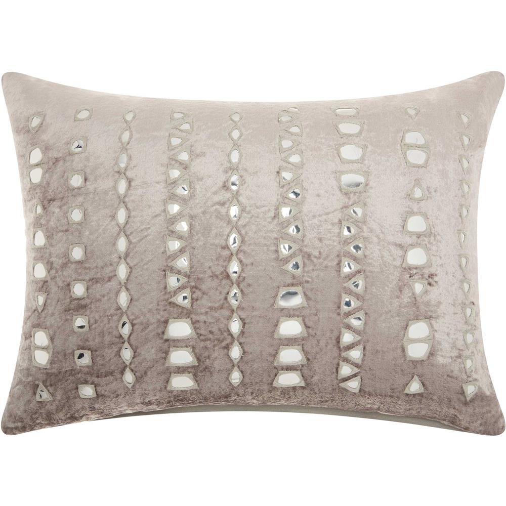Nourison CS012 Mina Victory Life Styles Velvet Mirror Stripe Silver Grey Throw Pillow 14"X20"
