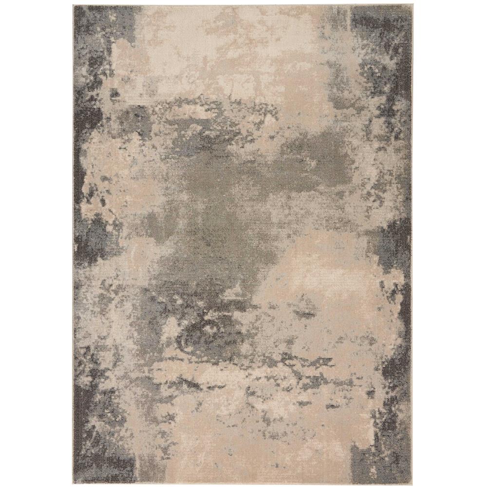 Nourison MAE13 Maxell 5 Ft.3 In. x 7 Ft.3 In. Indoor/Outdoor Rectangle Rug in  Ivory/Grey