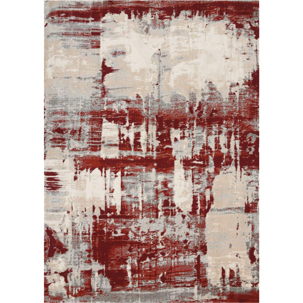 Nourison MAE14 Maxell 3 Ft.10 In. x 5 Ft.10 In. Indoor/Outdoor Rectangle Rug in  Ivory/Red