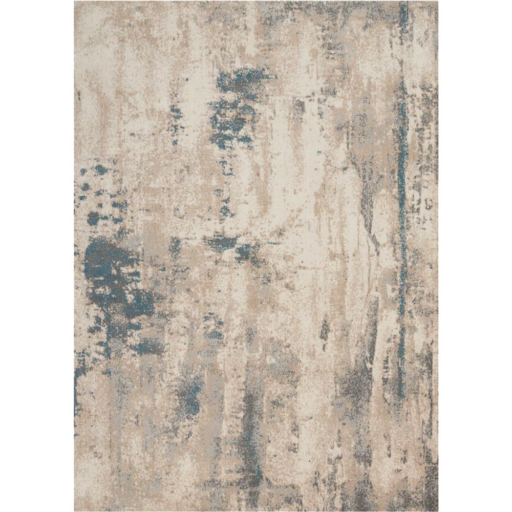Nourison MAE17 Maxell 3 Ft.10 In. x 5 Ft.10 In. Indoor/Outdoor Rectangle Rug in  Ivory/Teal