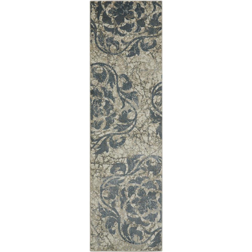 Nourison MAE10 Maxell 2 Ft.2 In. x 7 Ft.6 In. Indoor/Outdoor Runner Rug in  Ivory/Blue