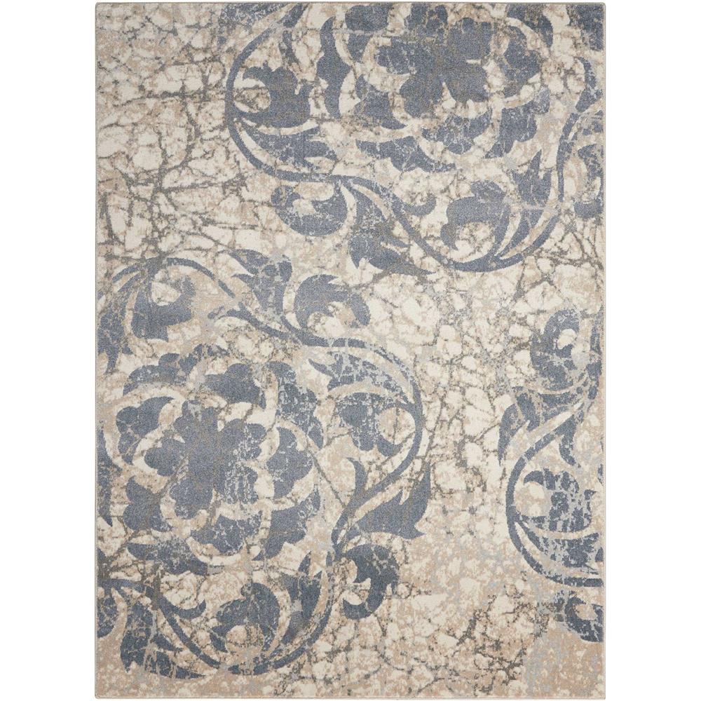 Nourison MAE10 Maxell 3 Ft.10 In. x 5 Ft.10 In. Indoor/Outdoor Rectangle Rug in  Ivory/Blue