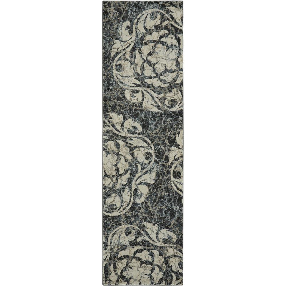 Nourison MAE10 Maxell 2 Ft.2 In. x 7 Ft.6 In. Indoor/Outdoor Runner Rug in  Ivory/Charcoal