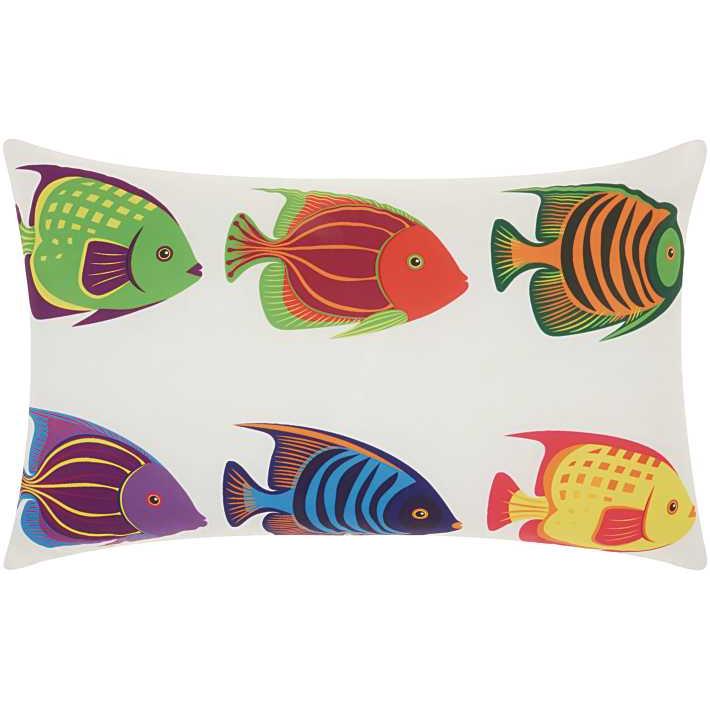Nourison TI775 Mina Victory  Six Tropical Fish Multicolor Outdoor Throw Pillow  14" x 22"