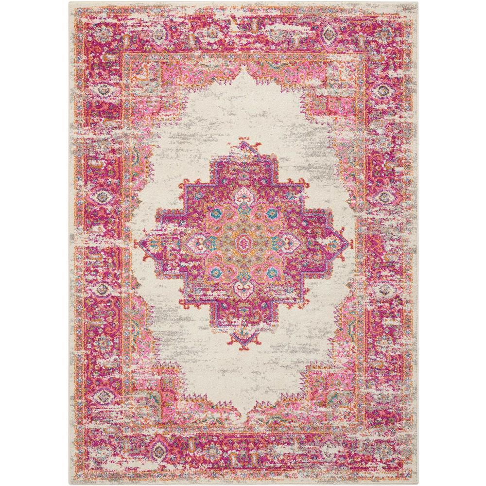 Nourison PSN03 Passion 22 In. x 34 In. Indoor/Outdoor Rectangle Rug in  Ivory/Fuchsia