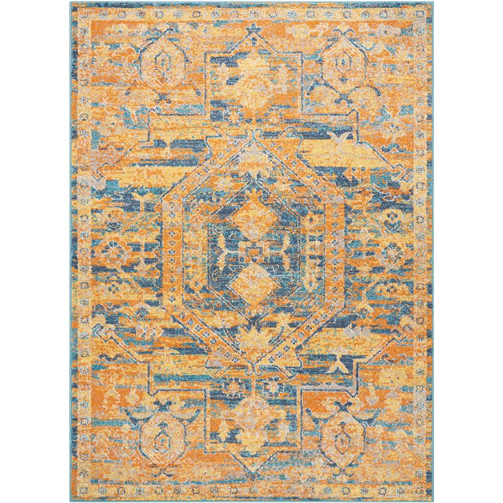 Nourison PSN07 Passion 8 Ft. x 10 Ft. Indoor/Outdoor Rectangle Rug in  Teal/Sun
