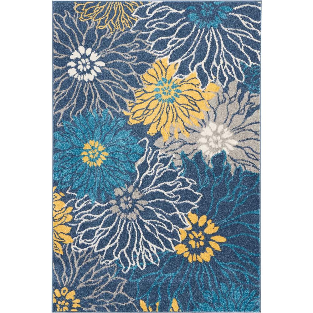 Nourison PSN17 Passion 3 Ft.9 In. x 5 Ft.9 In. Indoor/Outdoor Rectangle Rug in  Blue