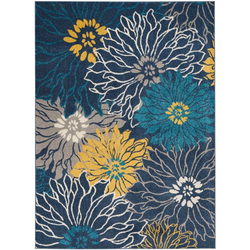Nourison PSN17 Passion 5 Ft.3 In. x 7 Ft.3 In. Indoor/Outdoor Rectangle Rug in  Blue