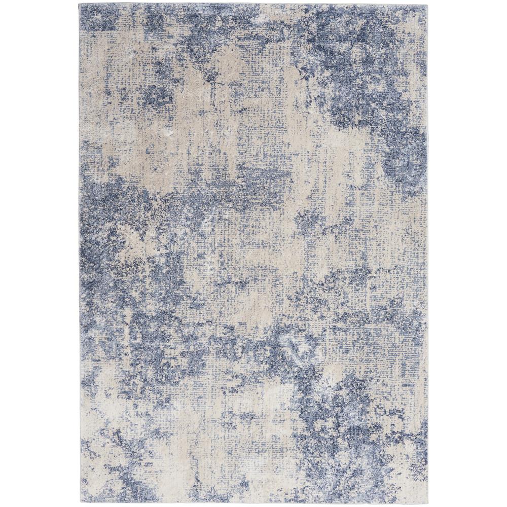 Nourison SLE01 Sleek Textures 3 Ft.11 In. x 5 Ft.11 In. Indoor/Outdoor Rectangle Rug in  Ivory/Blue