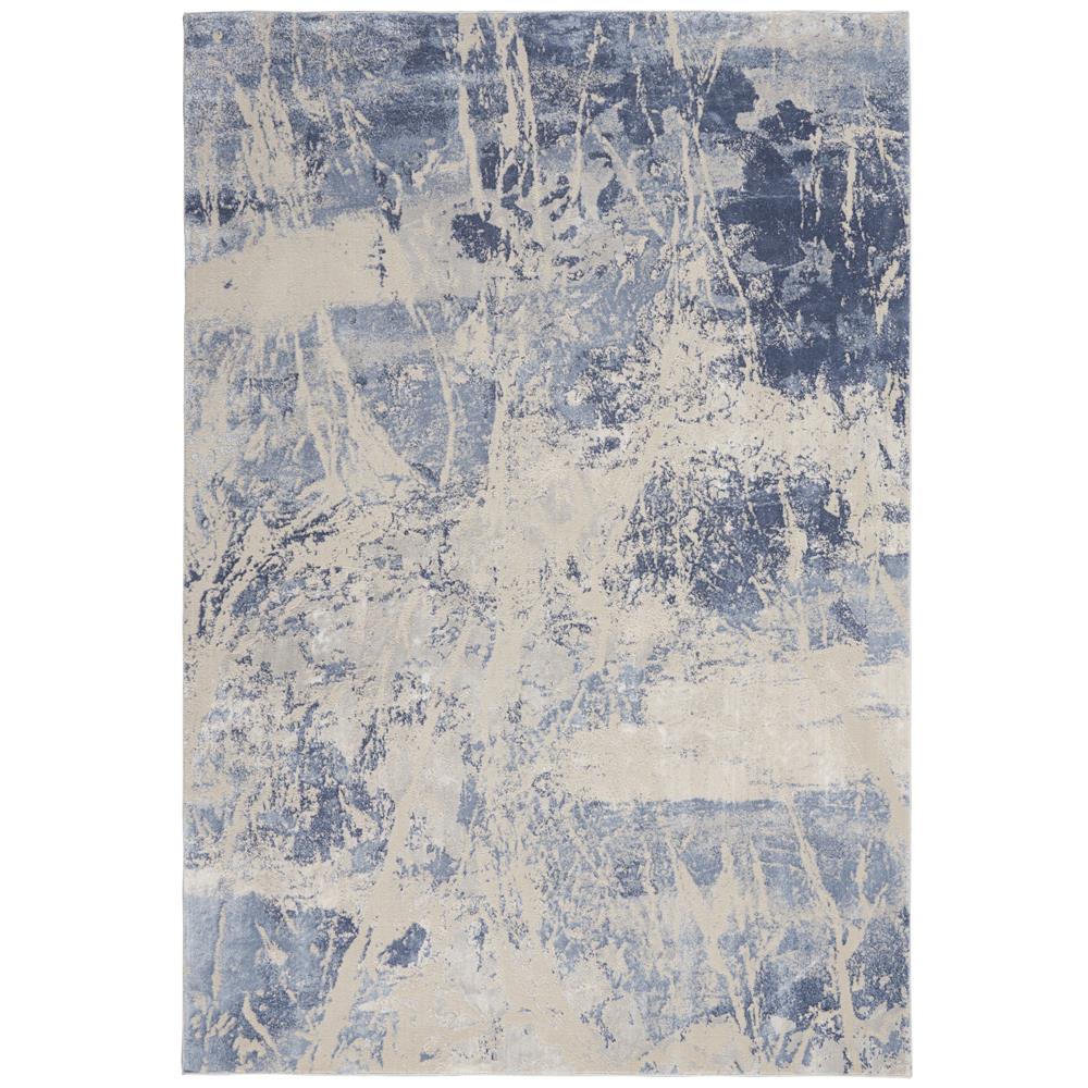 Nourison SLE02 Sleek Textures 3 Ft.11 In. x 5 Ft.11 In. Indoor/Outdoor Rectangle Rug in  Blue/Cream