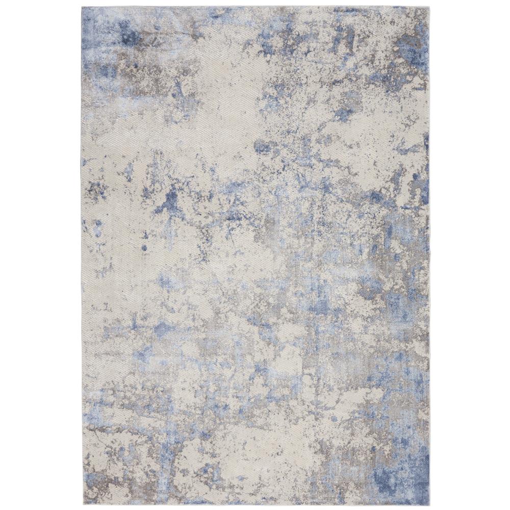 Nourison SLE04 Sleek Textures 3 Ft.11 In. x 5 Ft.11 In. Indoor/Outdoor Rectangle Rug in  Blue/Ivory/Grey