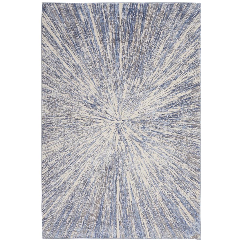 Nourison SLE05 Sleek Textures 3 Ft.11 In. x 5 Ft.11 In. Indoor/Outdoor Rectangle Rug in  Blue/Grey