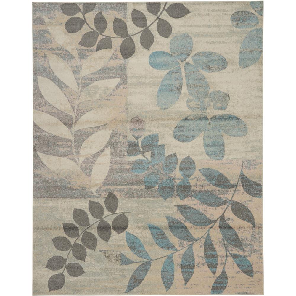 Nourison TRA01 Tranquil 8 Ft.10 In. x 11 Ft.10 In. Indoor/Outdoor Rectangle Rug in  Ivory/Light Blue