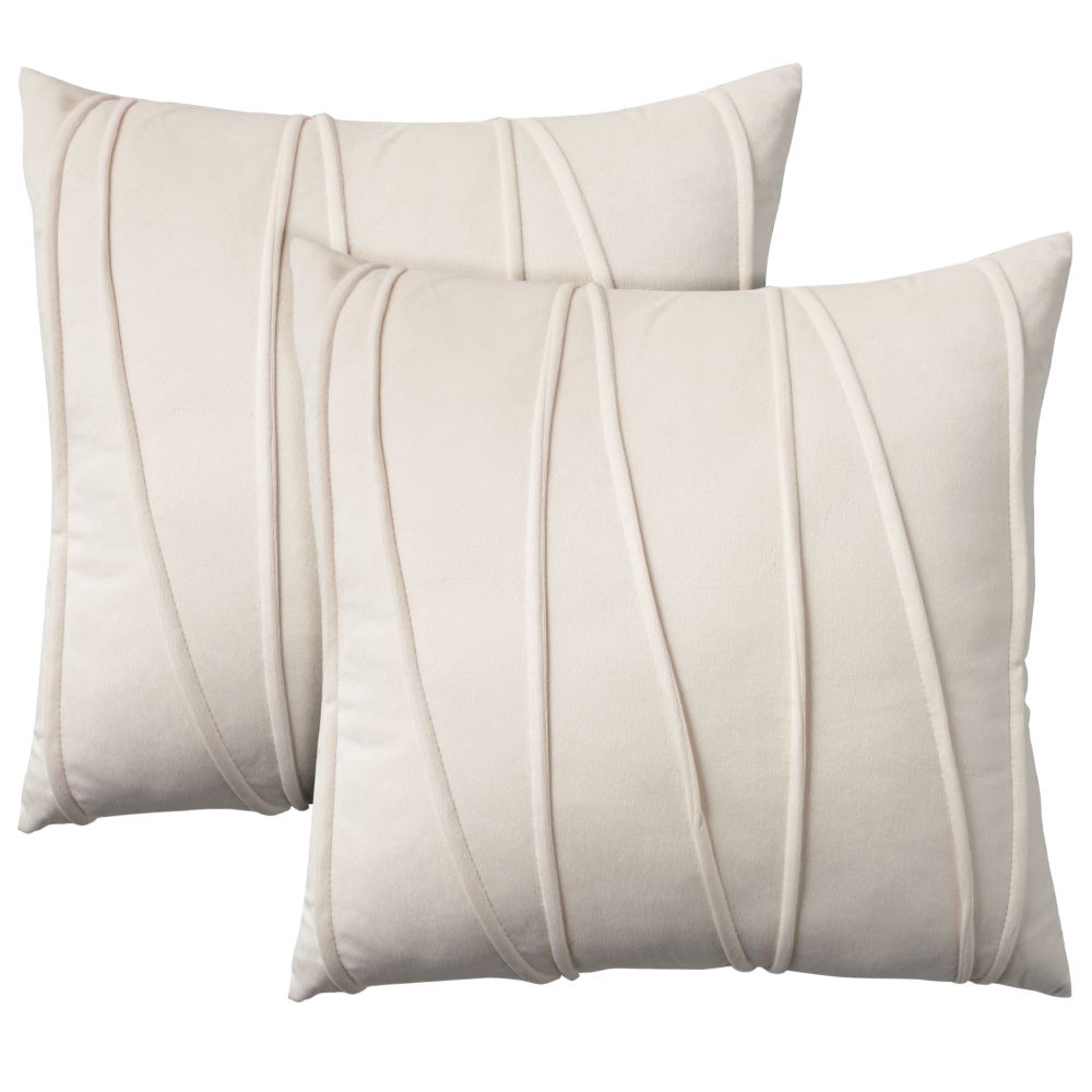 Nourison L2270 SOFIA Velvet Lines Ivory Throw Pillows