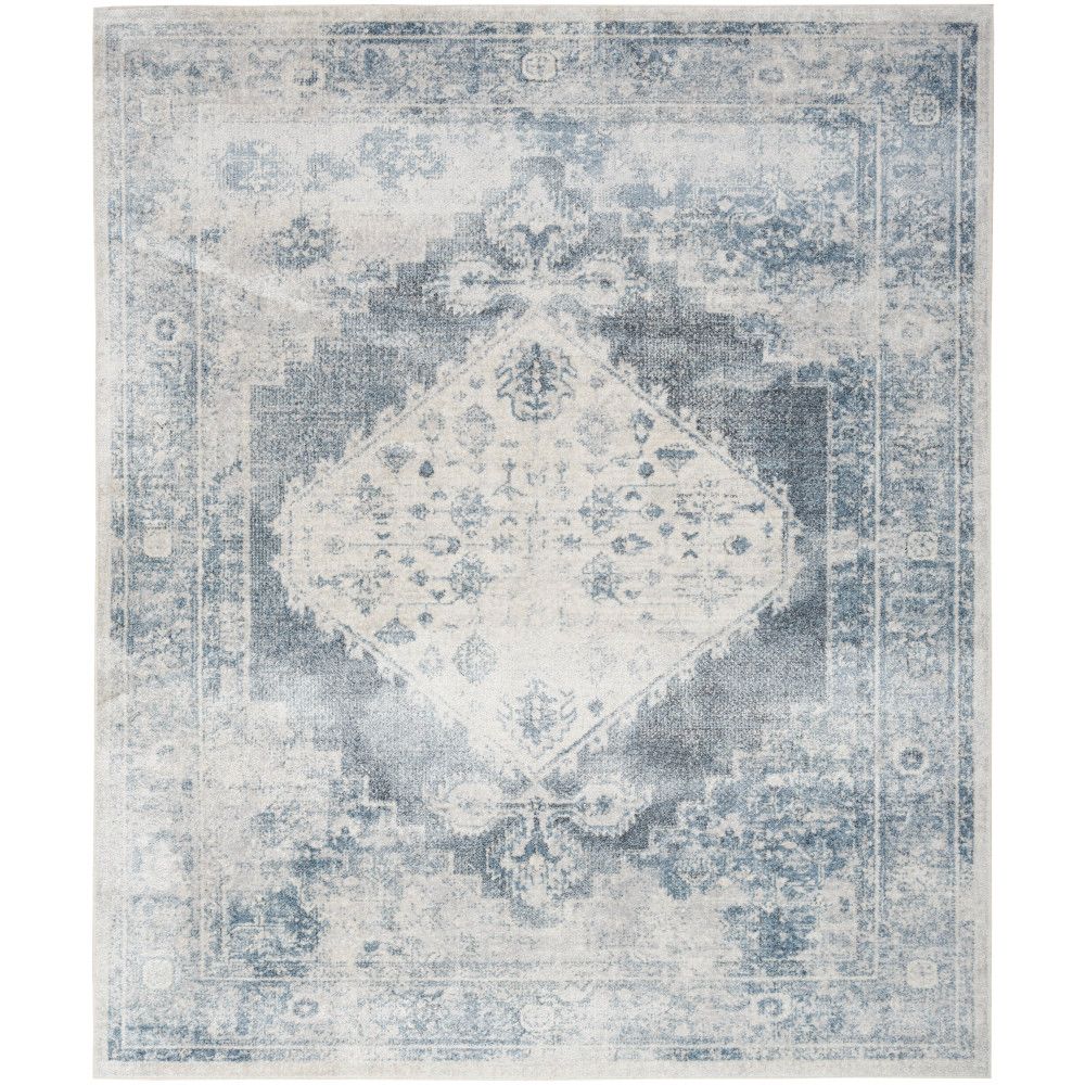 Nourison ASW11 Astra Machine Washable Area Rug in Blue / Ivory, 8