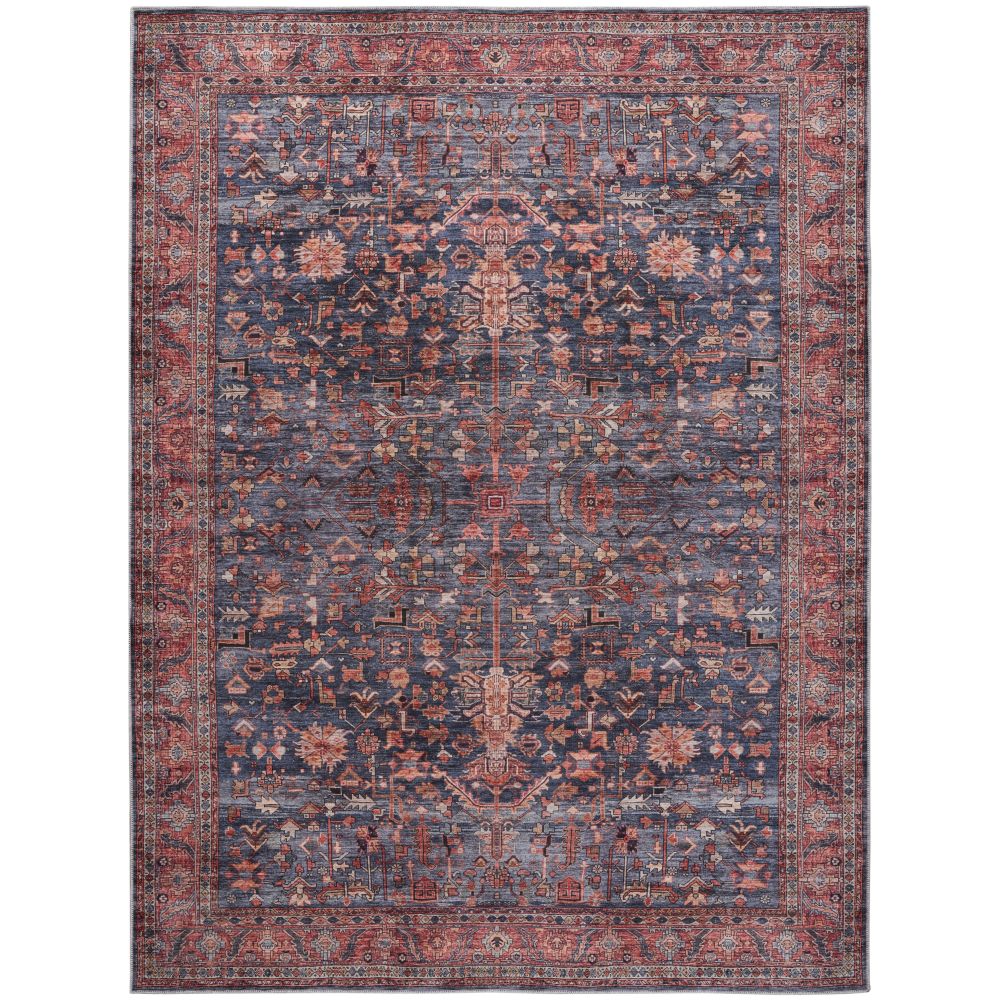 Nourison WSB02 Washable Brilliance 7 ft. 10 in. x 9 ft. 10 in. Rectangle Area Rug in Navy / Brick