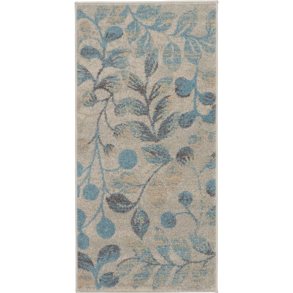 Nourison TRA03 Tranquil 2 Ft. x 4 Ft. Indoor/Outdoor Rectangle Rug in  Ivory/Turquoise