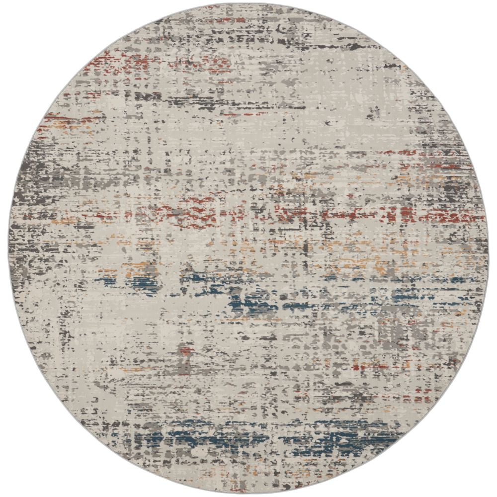 Nourison RUS14 Rustic Textures 5 Ft. 3 In. x 5 Ft. 3 In. Area Rug in Light Gray Multi