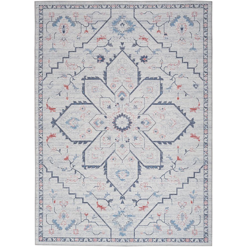 Nourison 099446163349 Nicole Curtis Machine Washable Series 1 Area Rug in Ivory Blue, 5