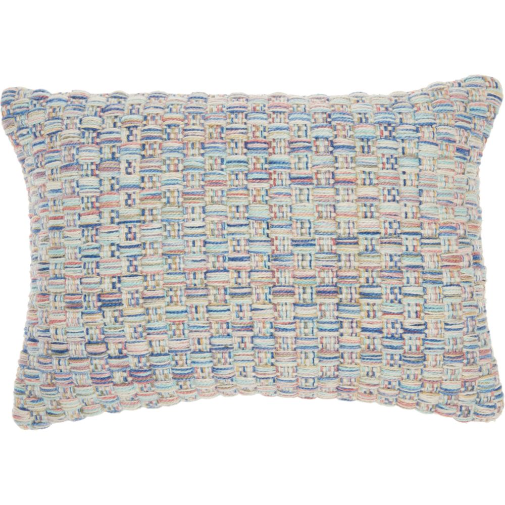 Nourison IH022 Mina Victory Outdoor Pillows Woven Basketweave Multicolor Throw Pillow in Multicolor
