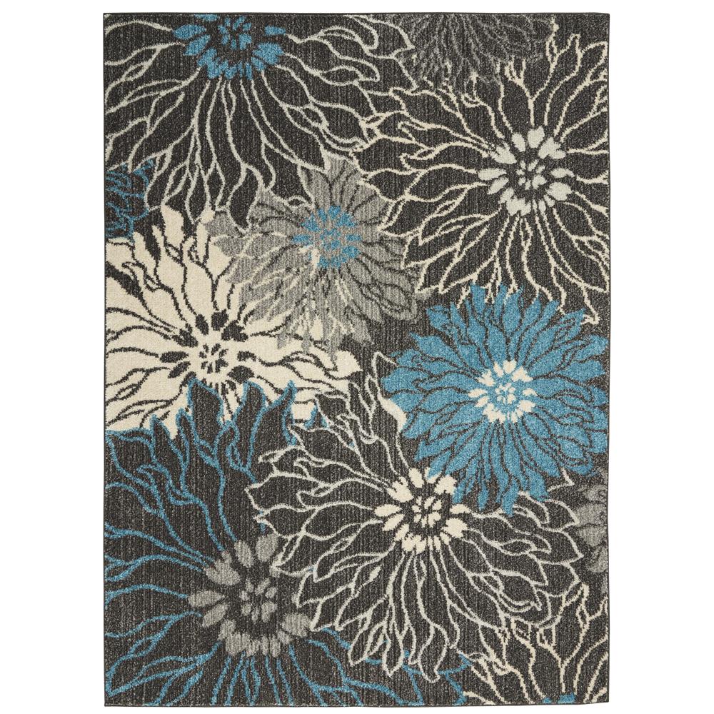 Nourison PSN17 Passion 5 Ft.3 In. x 7 Ft.3 In. Indoor/Outdoor Rectangle Rug in  Charcoal/Blue