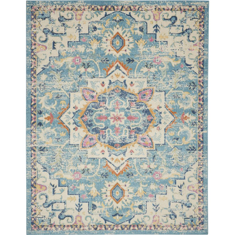 Nourison PSN25 Passion 8 Ft.x 10 Ft. Indoor/Outdoor Rectangle Rug in  Ivory/Light Blue