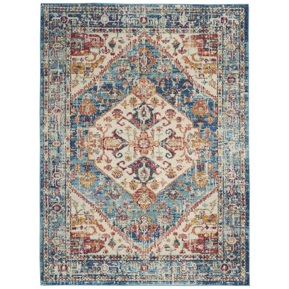 Nourison PSN23 Passion 3 Ft.9 In. x 5 Ft.9 In. Indoor/Outdoor Rectangle Rug in  Ivory/Light Blue