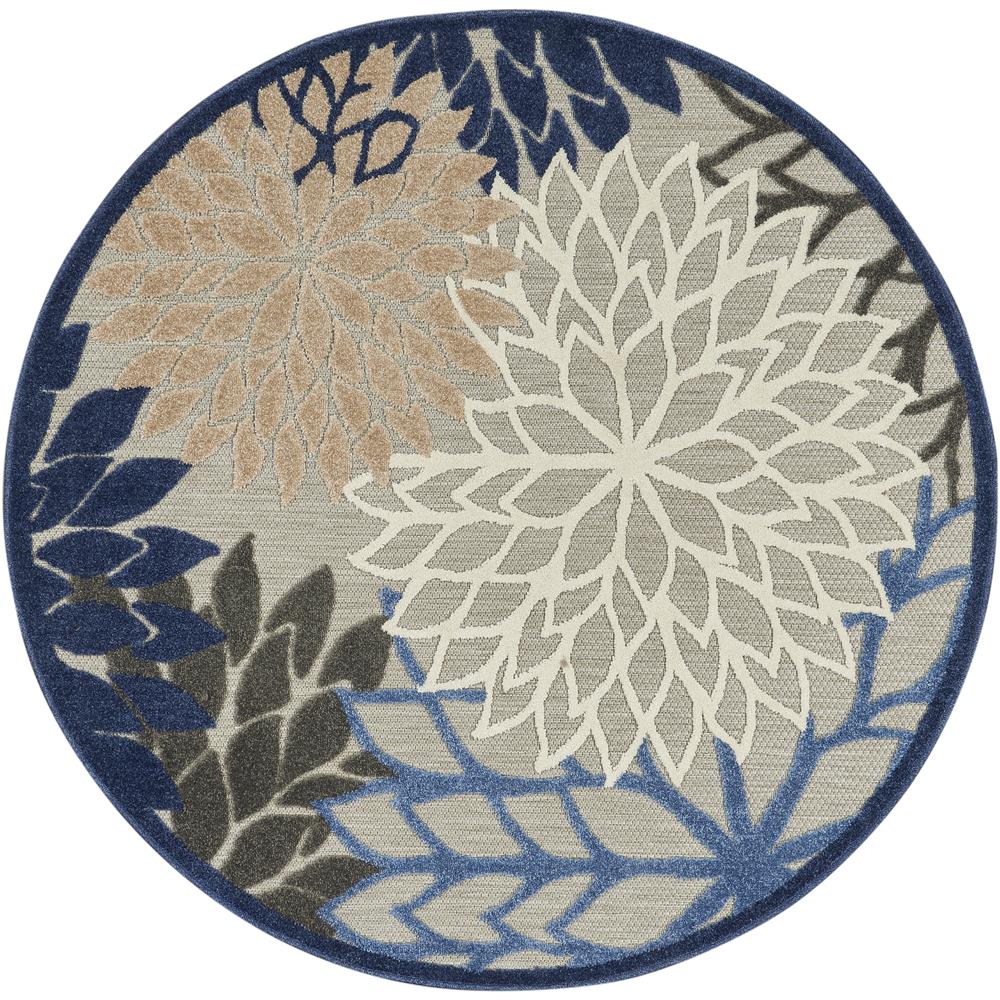 Nourison ALH05 Aloha 5 Ft.3 In. x ROUND Indoor/Outdoor Round Rug in  Blue/Multicolor