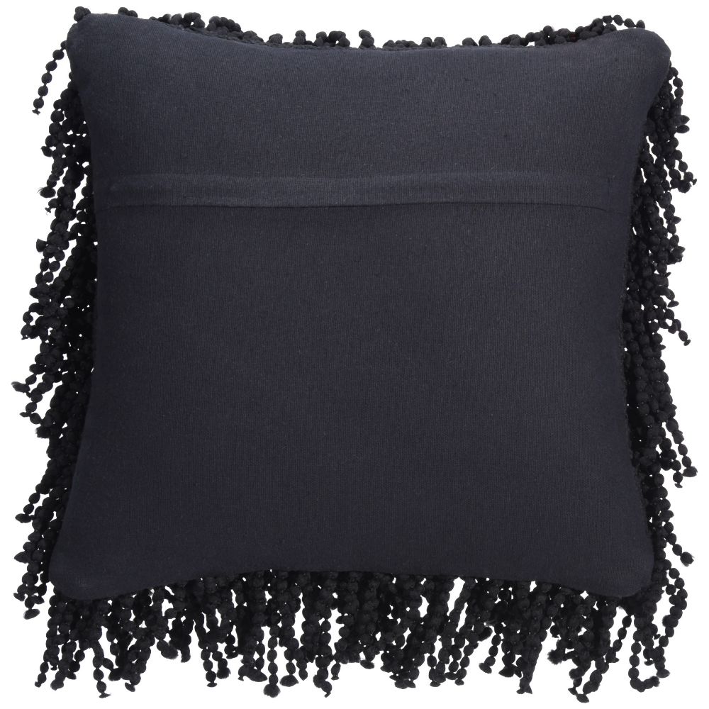 Nourison DC105 Mina Victory Shag Hand Knotted Fugga Black Throw Pillow in BLACK