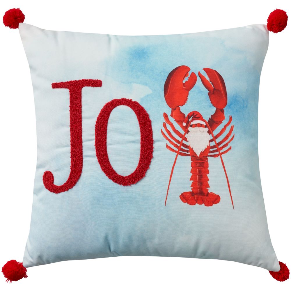 Nourison L0464 Mina Victory Holiday Pillows Joy Lobster Snta Hat Multicolor Throw Pillows