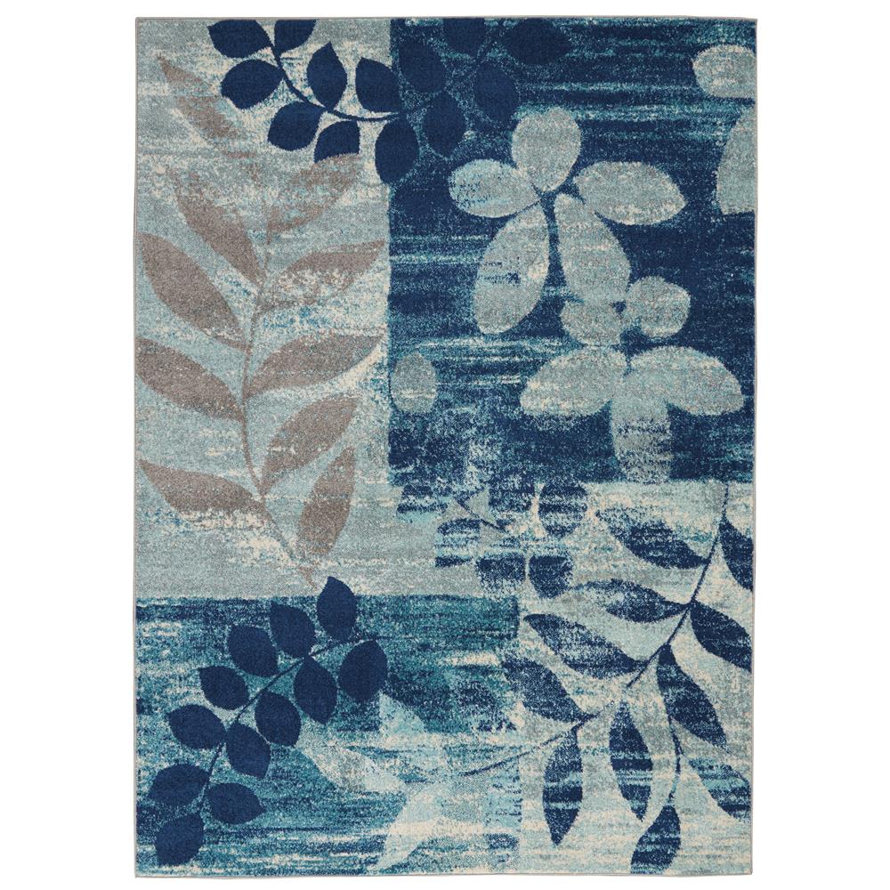 Nourison TRA01 Tranquil 5 Ft.3 In. x 7 Ft.3 In. Indoor/Outdoor Rectangle Rug in  Navy/Light Blue