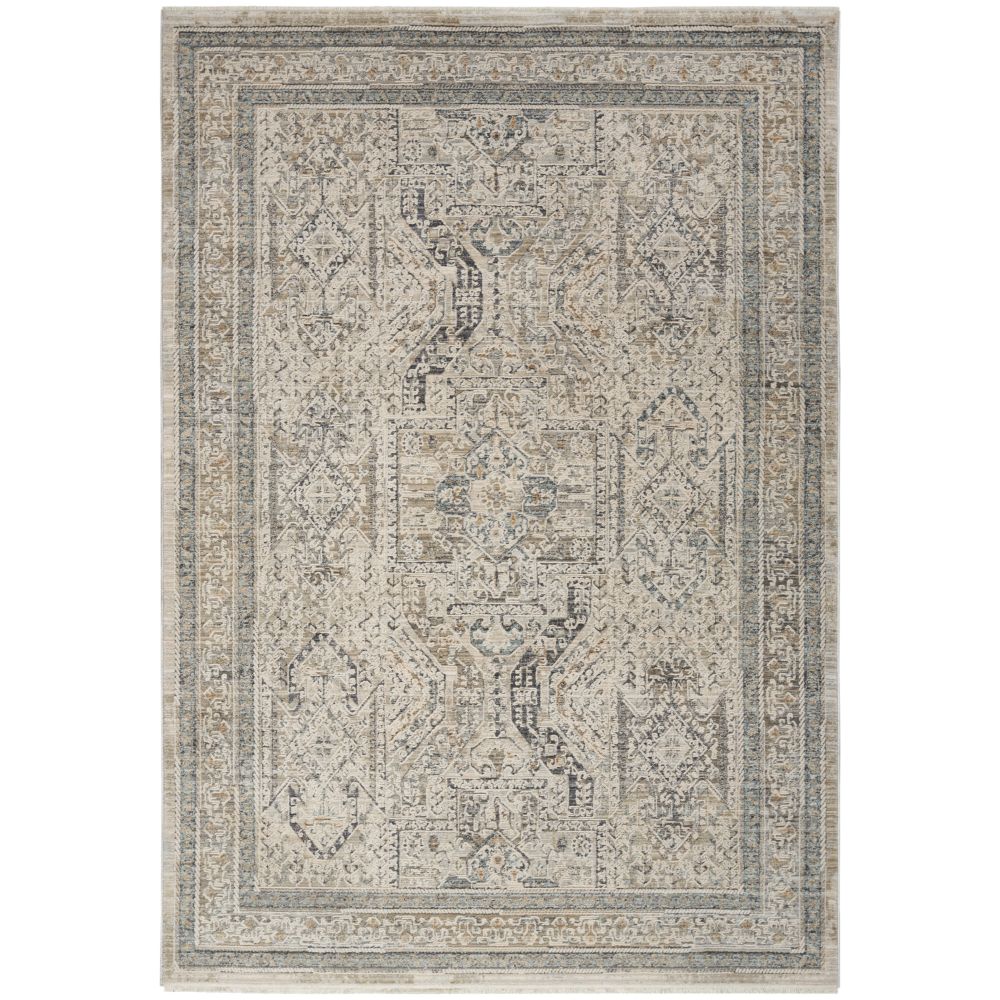 Nourison NYE01 Nyle 5 ft. 3 in. x 7 ft. 10 in. Rectangle Area Rug in Ivory / Grey / Blue