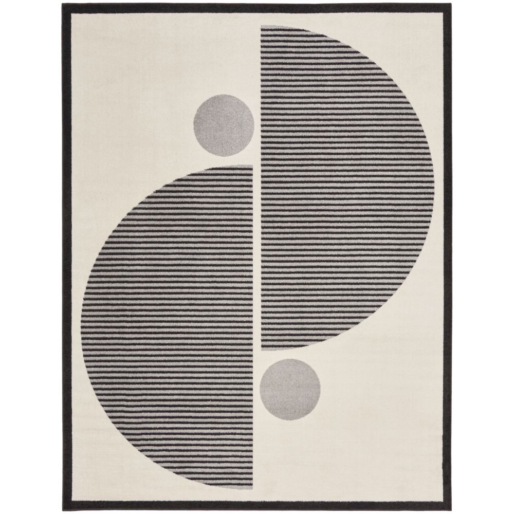 Nourison MDP02 Modern Passion Area Rug in Ivory/Black, 7