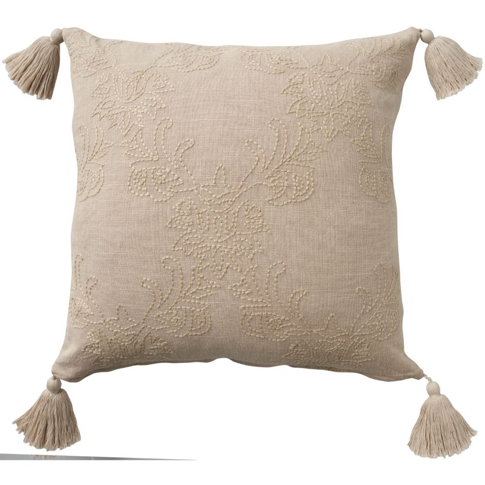 Nourison GE220 Mina Victory Cover Stitched Floral Beige Pillow Covers