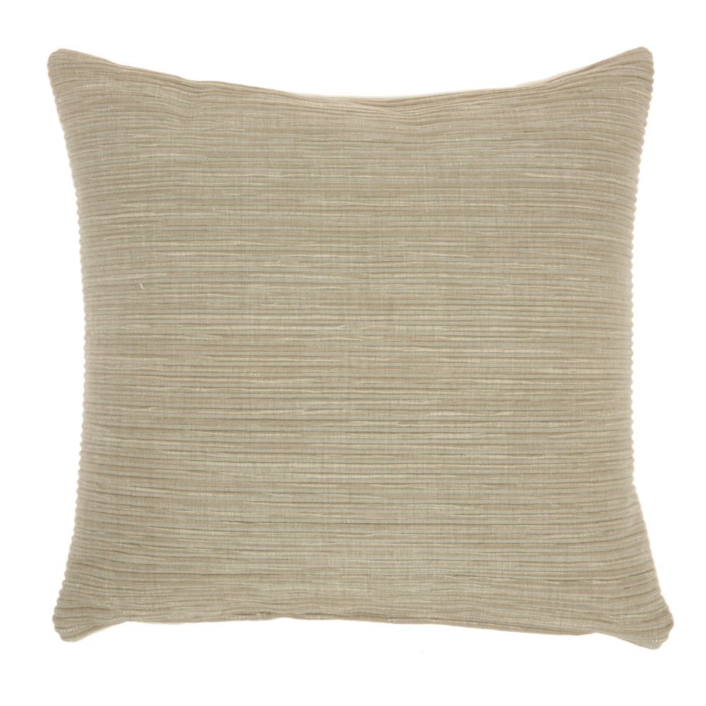 Nourison SS917 Mina Victory Life Styles Textured Lines Taupe Throw Pillow in Taupe