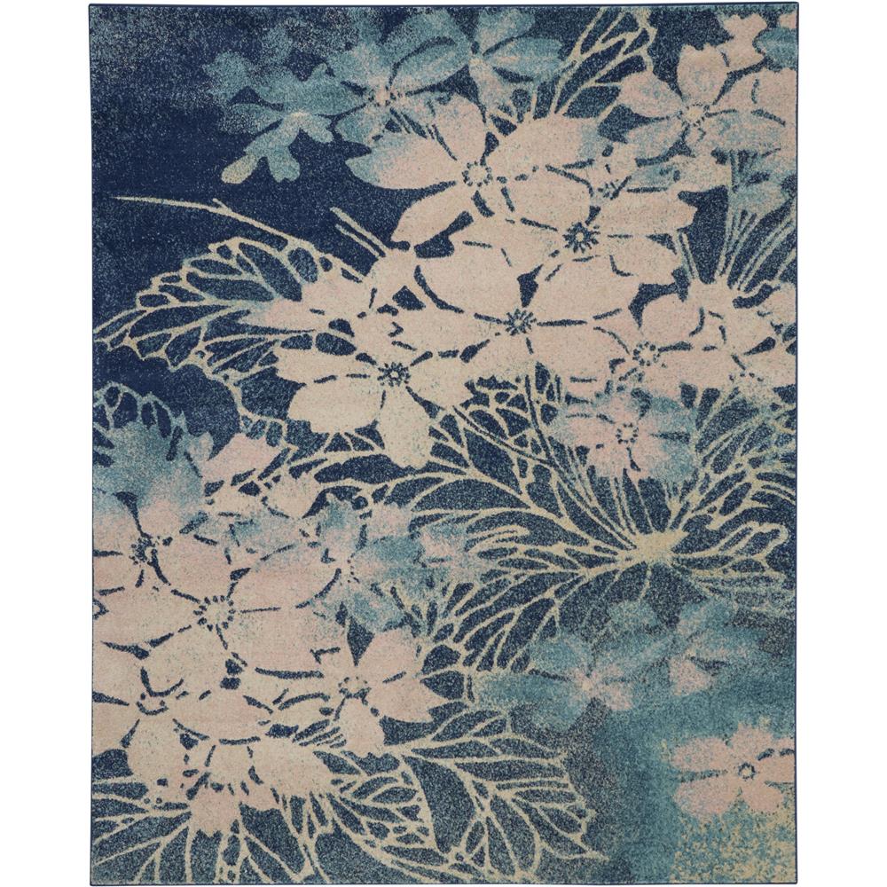 Nourison TRA08 Tranquil 8 Ft.10 In. x 11 Ft.10 In. Indoor/Outdoor Rectangle Rug in  Navy/Pink