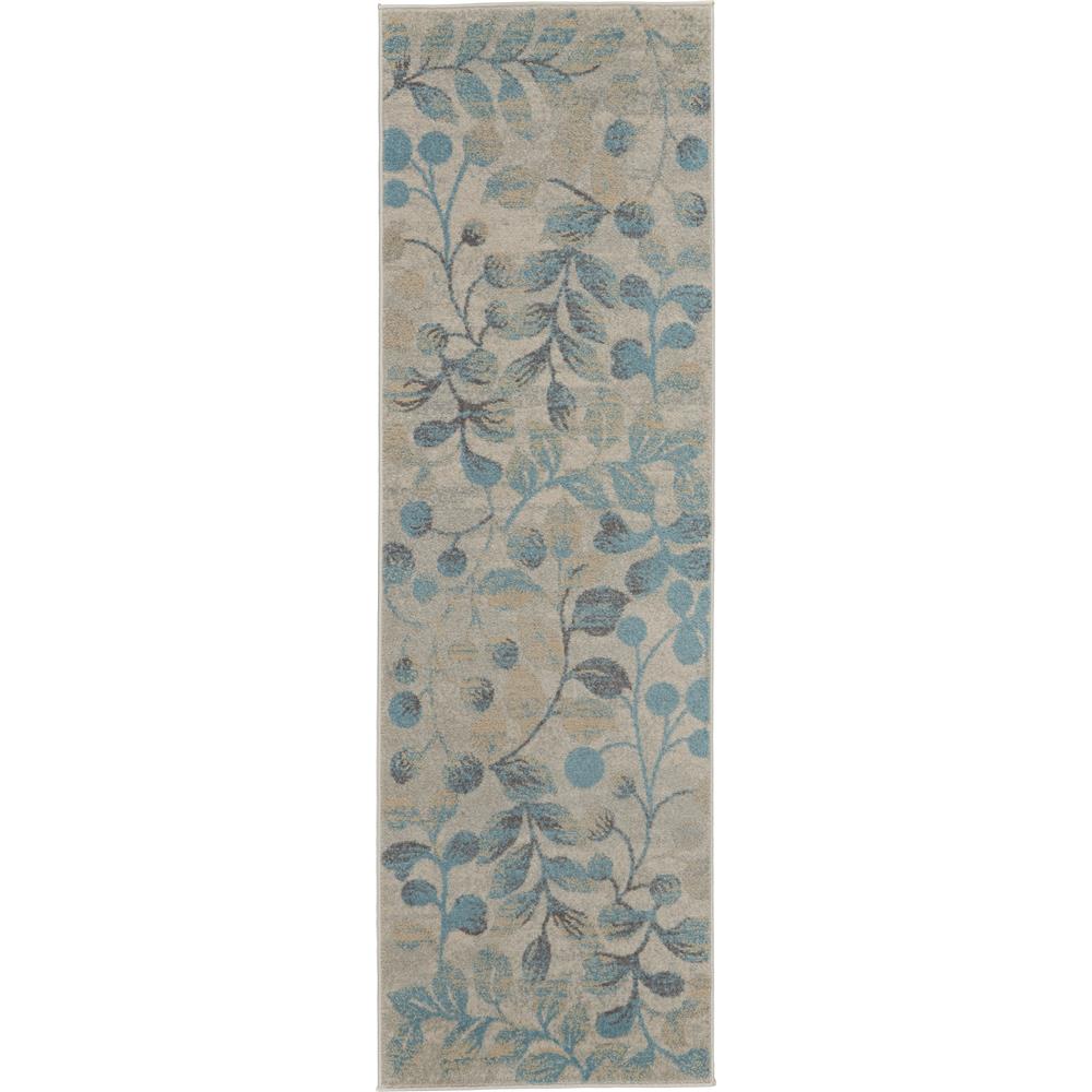 Nourison TRA03 Tranquil 2 Ft.3 In. x 7 Ft.3 In. Indoor/Outdoor Runner Rug in  Ivory/Turquoise