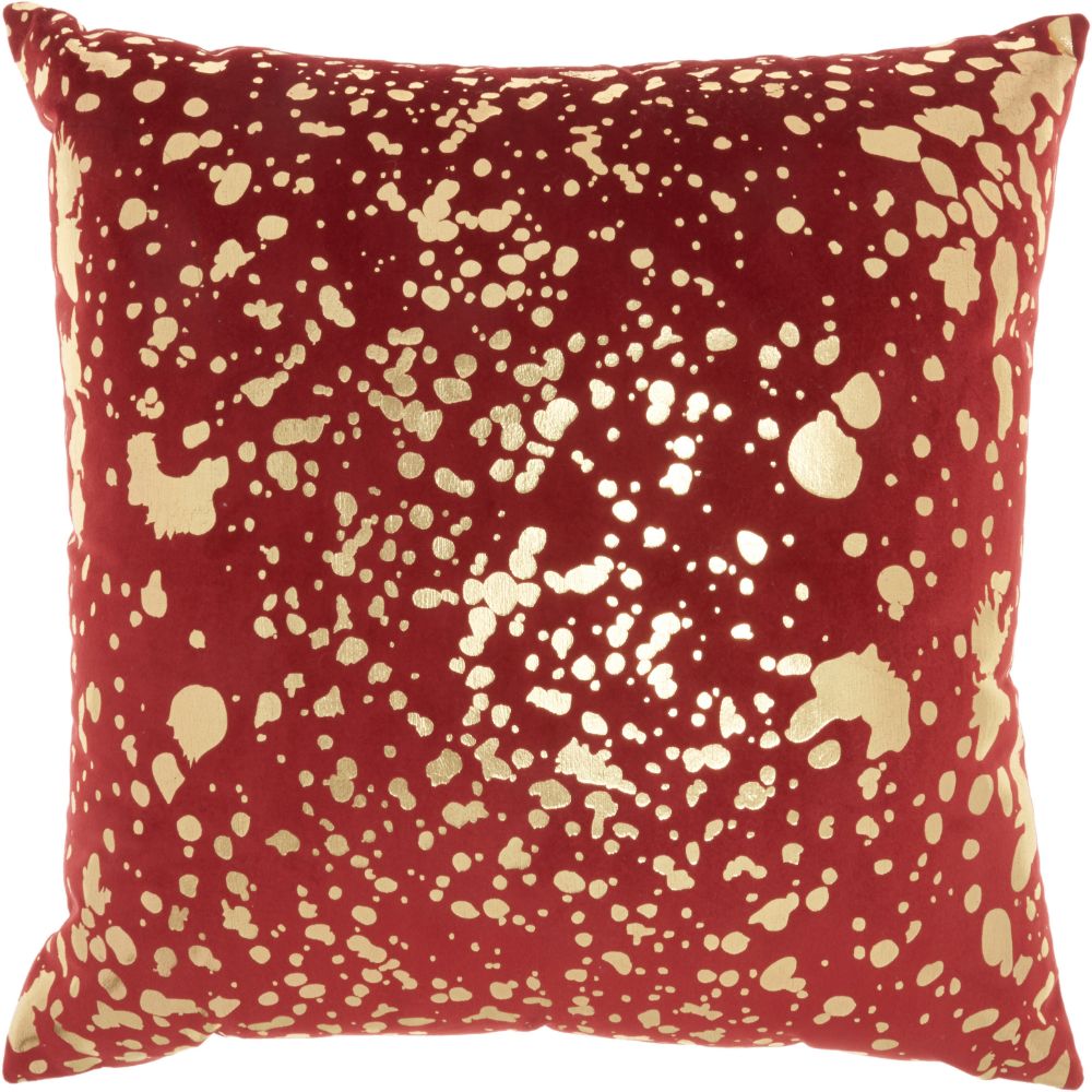 Nourison QY168 Luminecence Metallic Splash Deep Red Throw Pillow in Deep Red