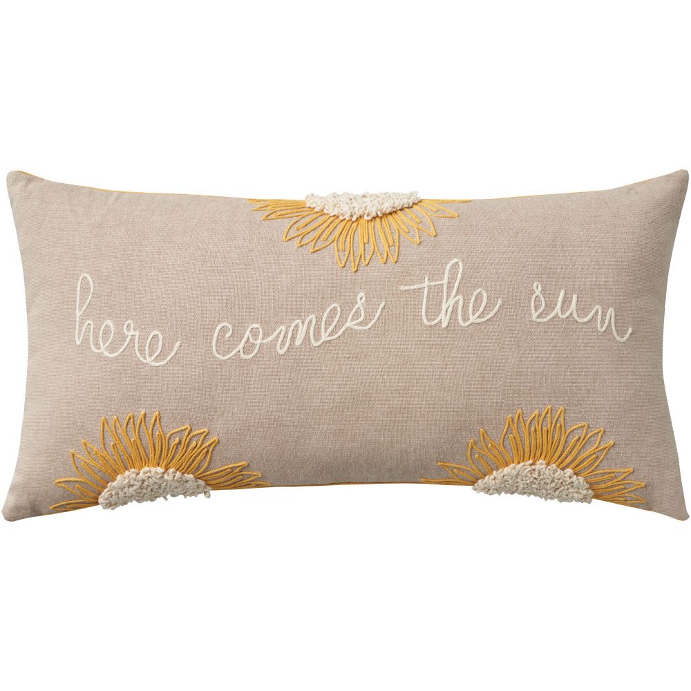 Nourison EE249 Mina Victory Life Styles Here Comes The Sun Pillow Cover in Natural