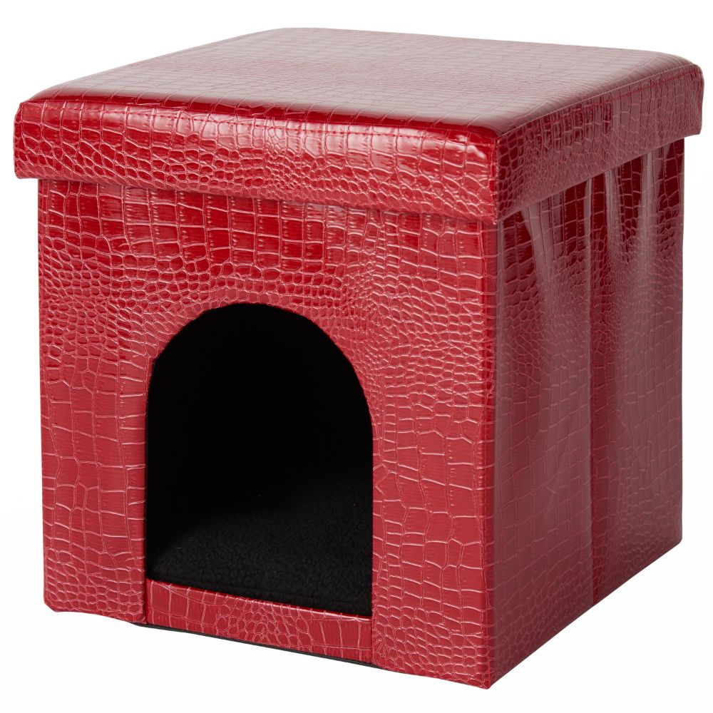 Nourison HT015 Mina Victory Pet Beds Red Crocodile Pet House in Red