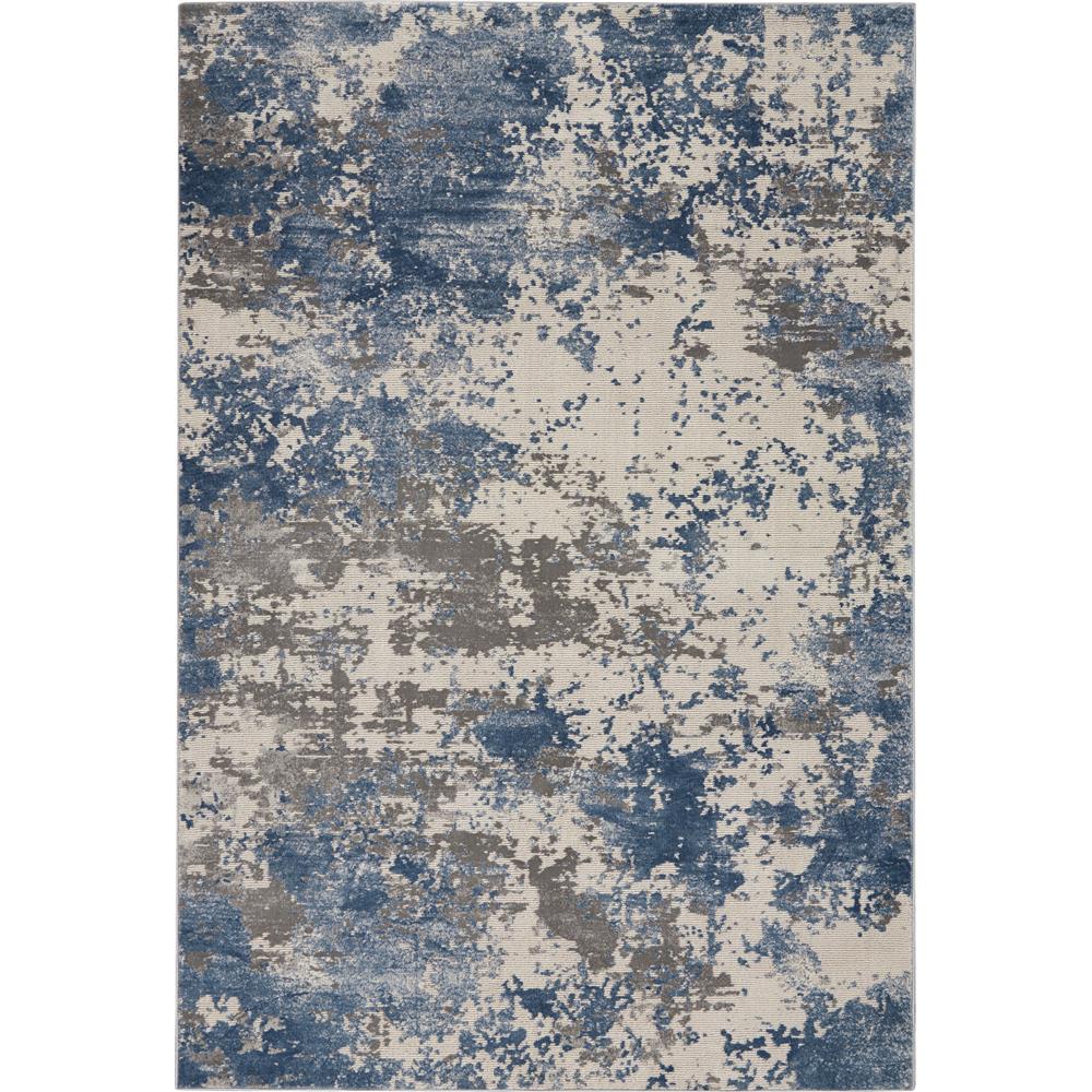 Nourison RUS08 Rustic Textures 3 Ft.11 In. x 5 Ft.11 In. Indoor/Outdoor Rectangle Rug in  Grey/Blue