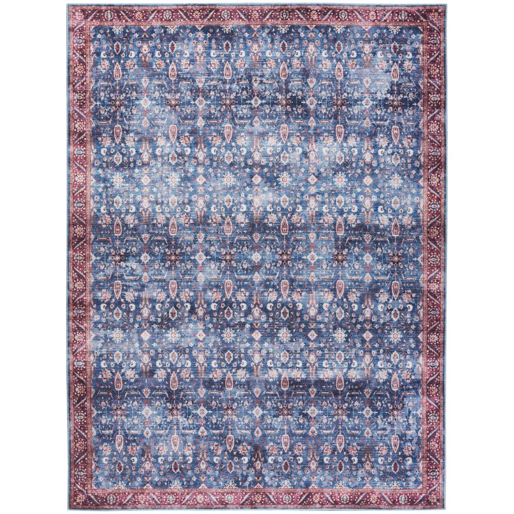 Nourison WSB06 Washable Brilliance 7 ft. 10 in. x 9 ft. 10 in. Rectangle Area Rug in Blue / Brick