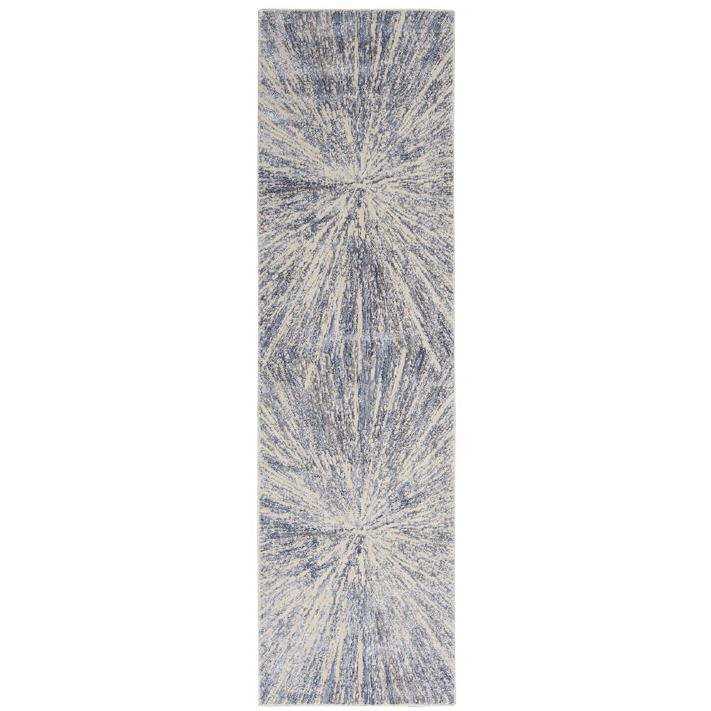 Nourison SLE05 Sleek Textures 2 Ft.2 In. x 7 Ft.6 In. Indoor/Outdoor Runner Rug in  Blue/Grey