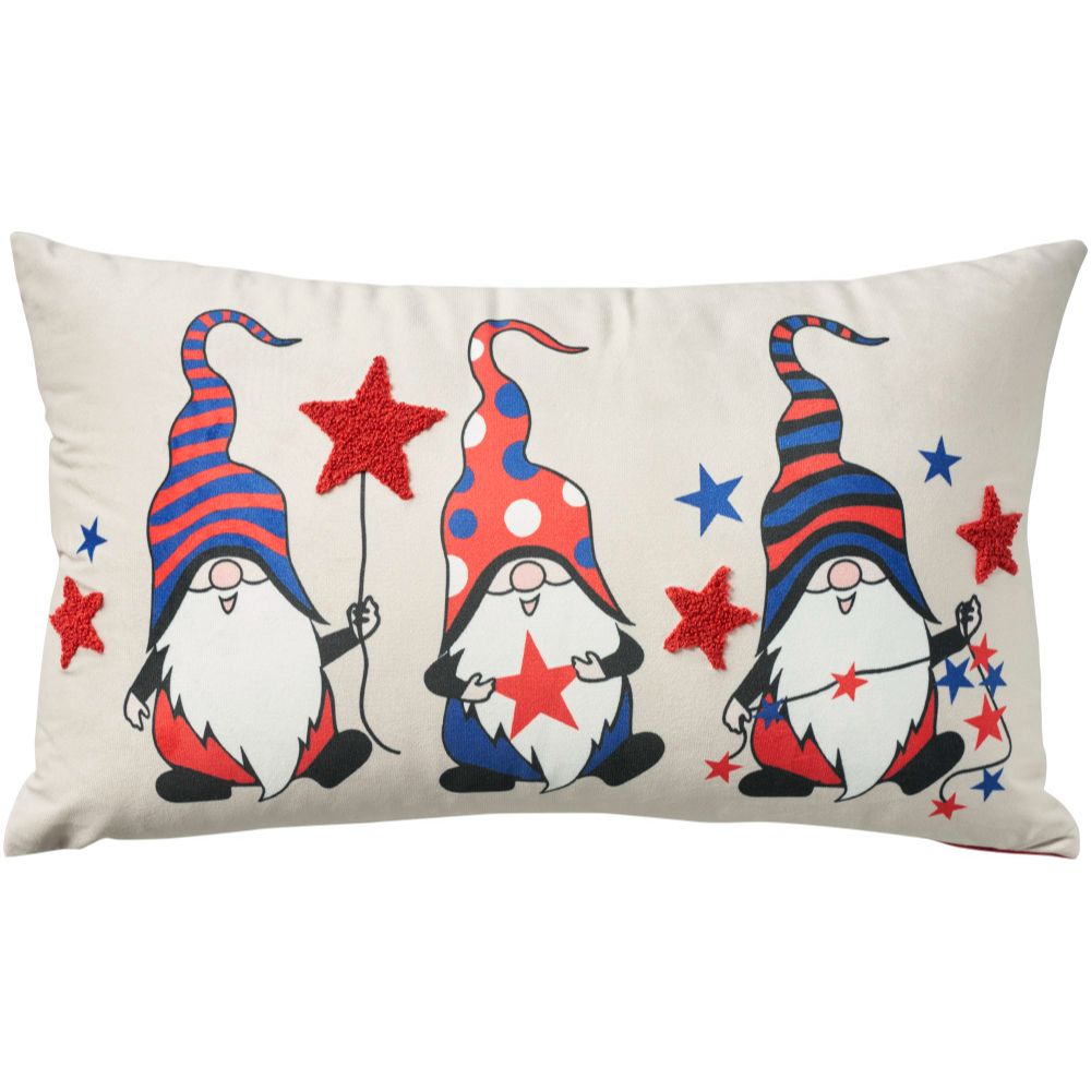 Nourison L0490 Mina Victory Holiday Pillows Americana Gnomes Throw Pillows in Multicolor