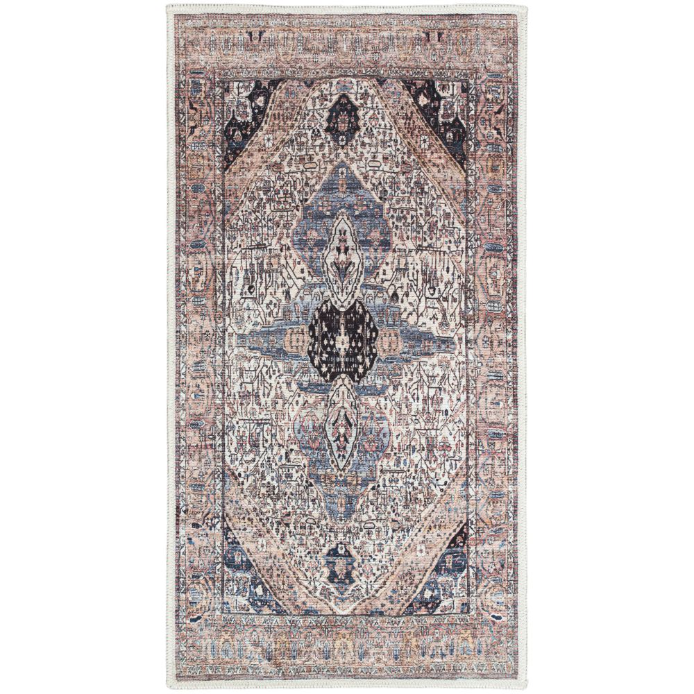 Nourison WSB05 Washable Brilliance 2 ft. x 4 ft. Rectangle Area Rug in Ivory Blue