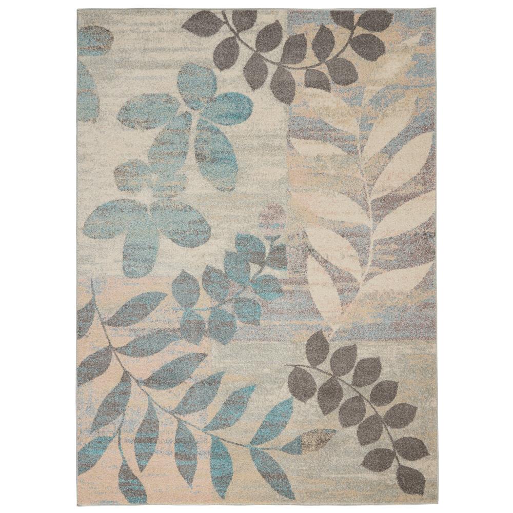 Nourison TRA01 Tranquil 5 Ft.3 In. x 7 Ft.3 In. Indoor/Outdoor Rectangle Rug in  Ivory/Light Blue